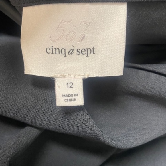 EUC Cinq a Sept Black McKenna Midi Dress Twist Front Slit - Picture 6 of 12